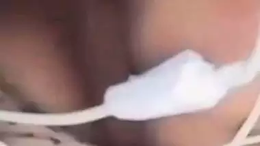 Girlfriend cute boobs showing on video call at night