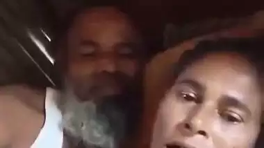 An old man enjoys the boob sucking of a desi lady